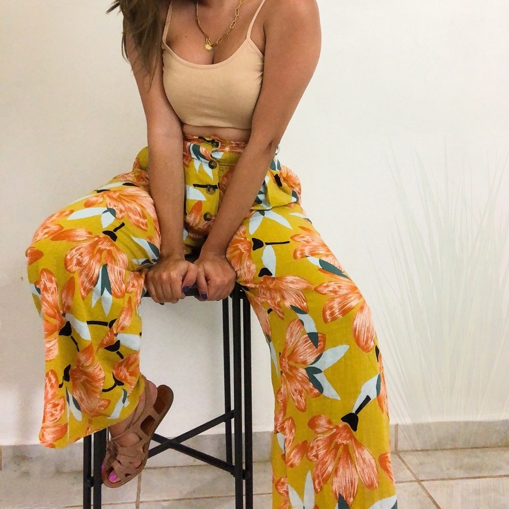 Mustard Pants with flowers